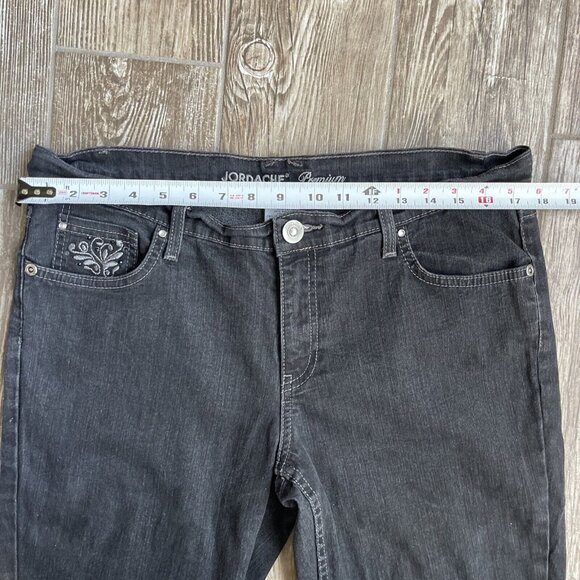 2/$18 SALE! Jordache Jeans 14P Mid Rise Black Denim Straight Embroidered Cowgirl - Picture 6 of 12